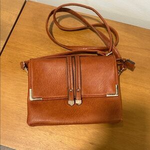 MKF Collection Valeska multi-compartment crossbody bag in brown vegan leather